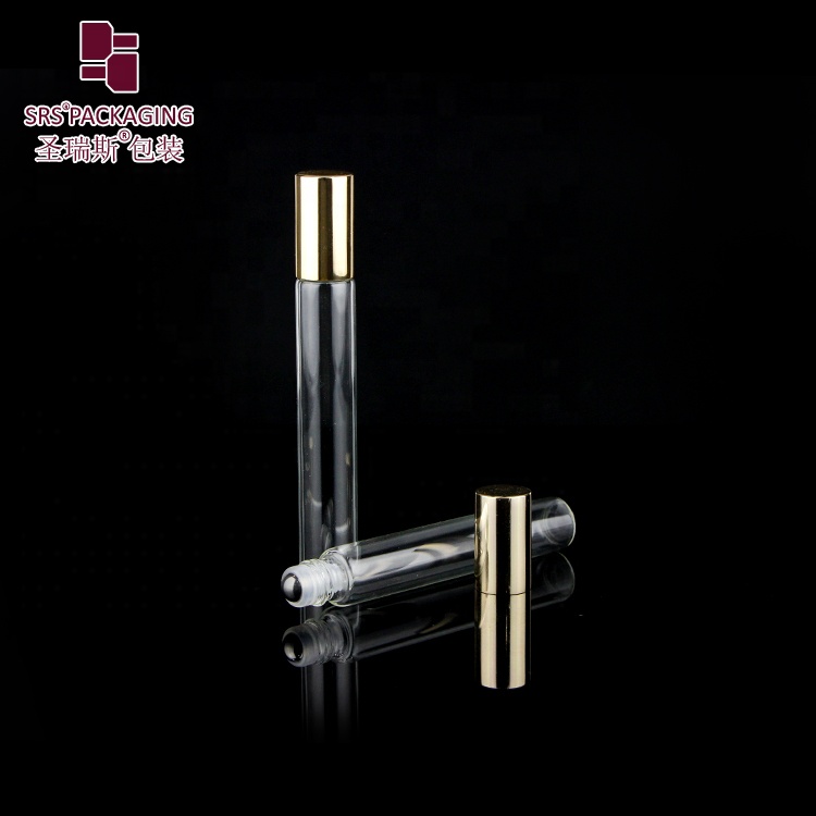 Small order quantity clear color mini transparent color glass perfume 10 ml roller ball bottles