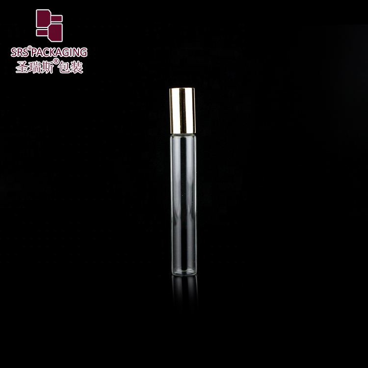 Small order quantity clear color mini transparent color glass perfume 10 ml roller ball bottles