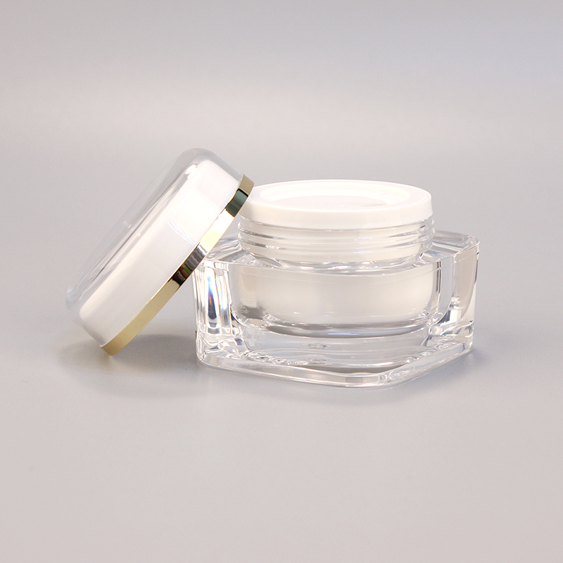 Small plastic containers with lids, luxury empty double wall clear plastic cosmetic cream jar