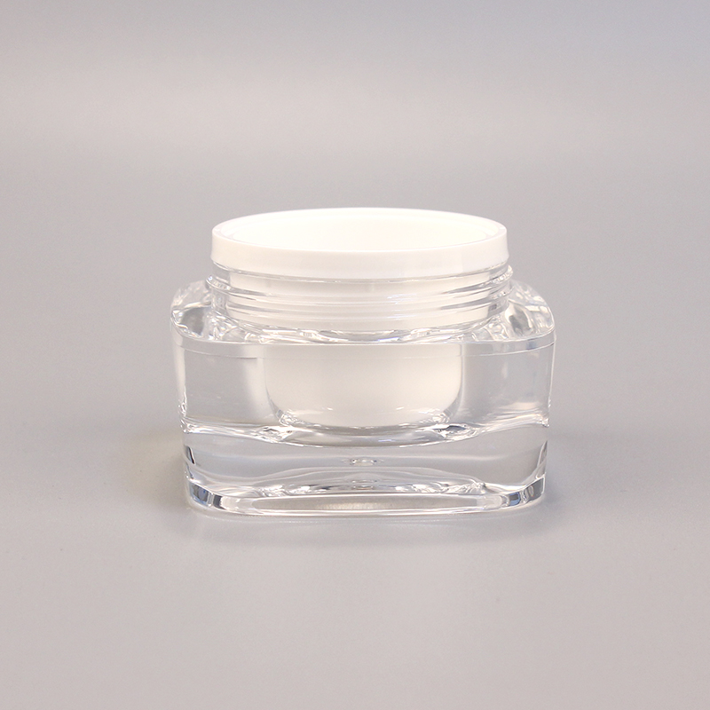 Small plastic containers with lids, luxury empty double wall clear plastic cosmetic cream jar