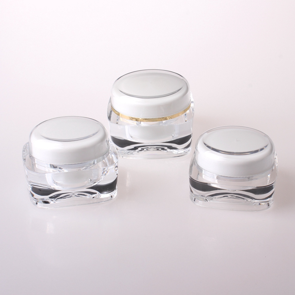 Small plastic containers with lids, luxury empty double wall clear plastic cosmetic cream jar