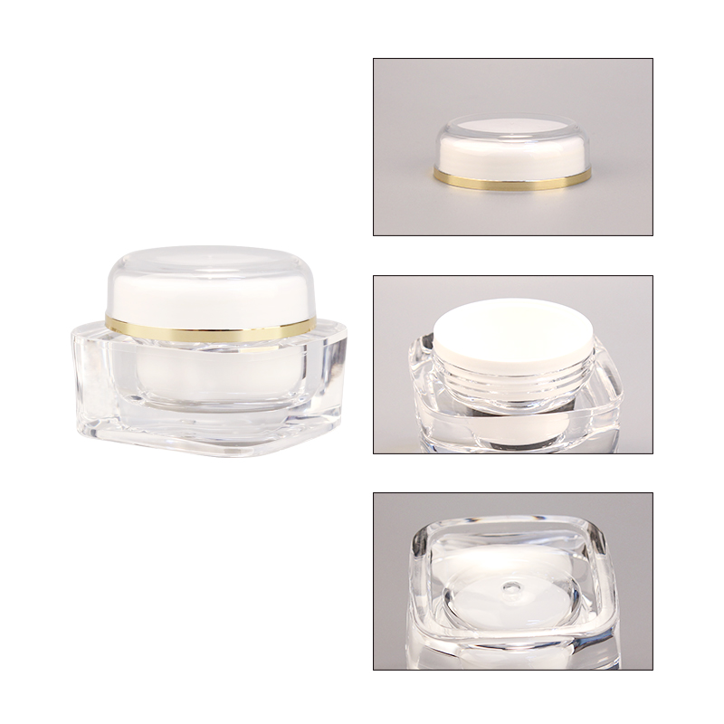 Small plastic containers with lids, luxury empty double wall clear plastic cosmetic cream jar