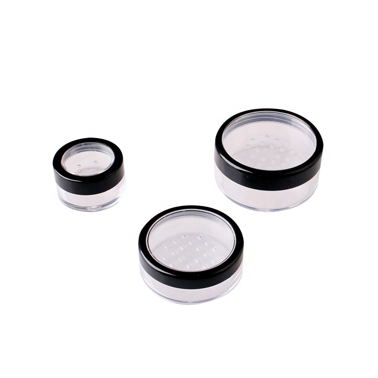 Small round plastic cosmetic containers, loose powder case