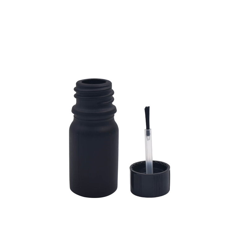 Small size 5ml 10ml empty matte black glass gel nail polish bottle with brush