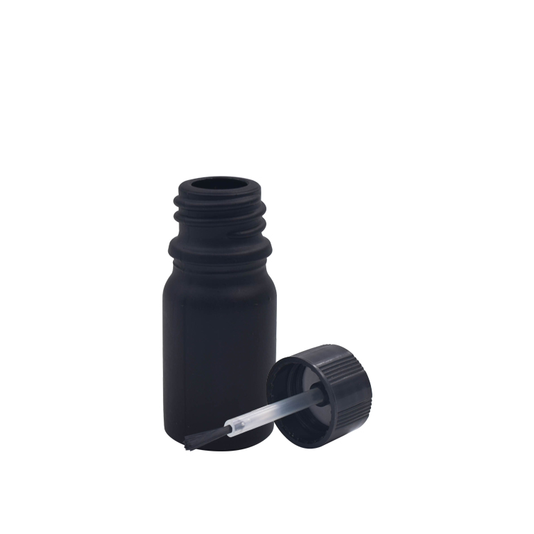 Small size 5ml 10ml empty matte black glass gel nail polish bottle with brush