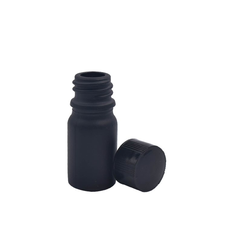 Small size 5ml 10ml empty matte black glass gel nail polish bottle with brush