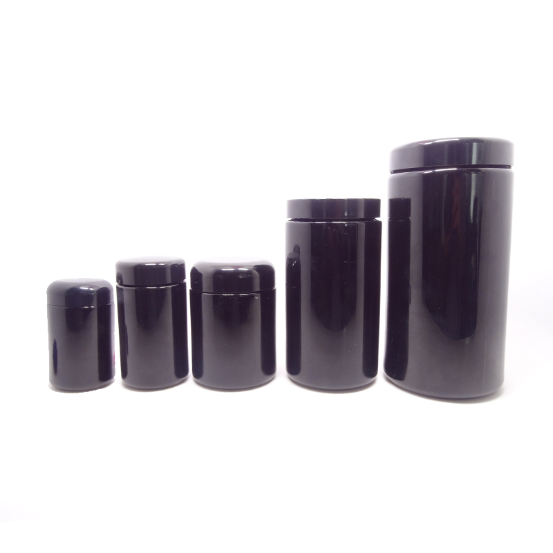 Smell Proof 1 oz 60 gram  black dark violet uv glass jar container