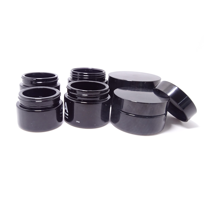 Smell Proof 1 oz 60 gram black dark violet uv glass jar container
