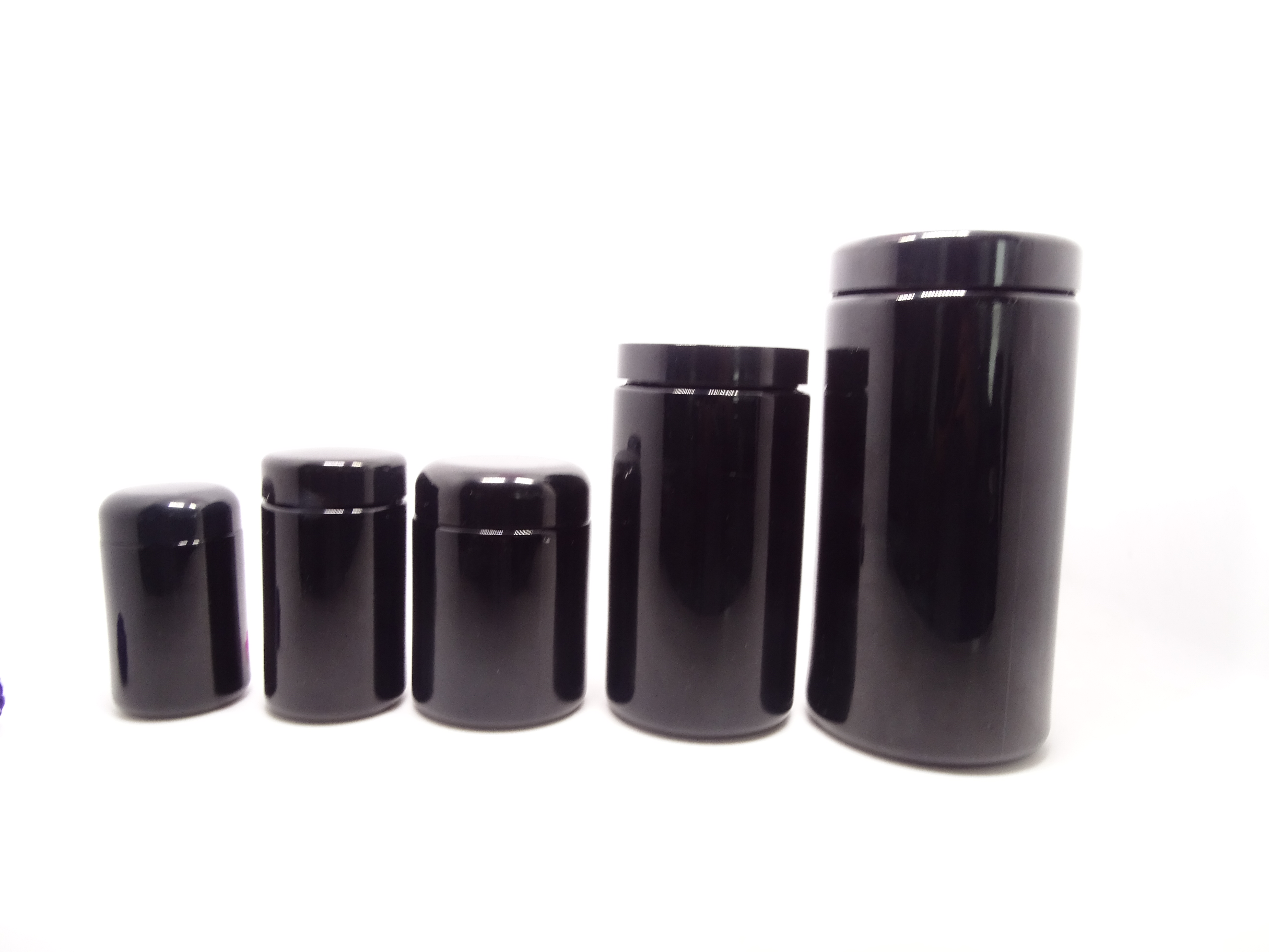 Smell Proof 1 oz 60 gram black dark violet uv glass jar container