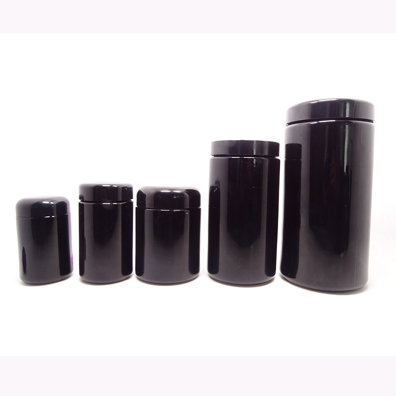 Smell Proof 1 oz 60 gram black dark violet uv glass jar container