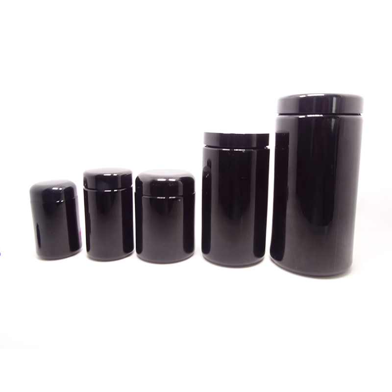 Smell Proof 1 oz 60 gram black dark violet uv glass jar container