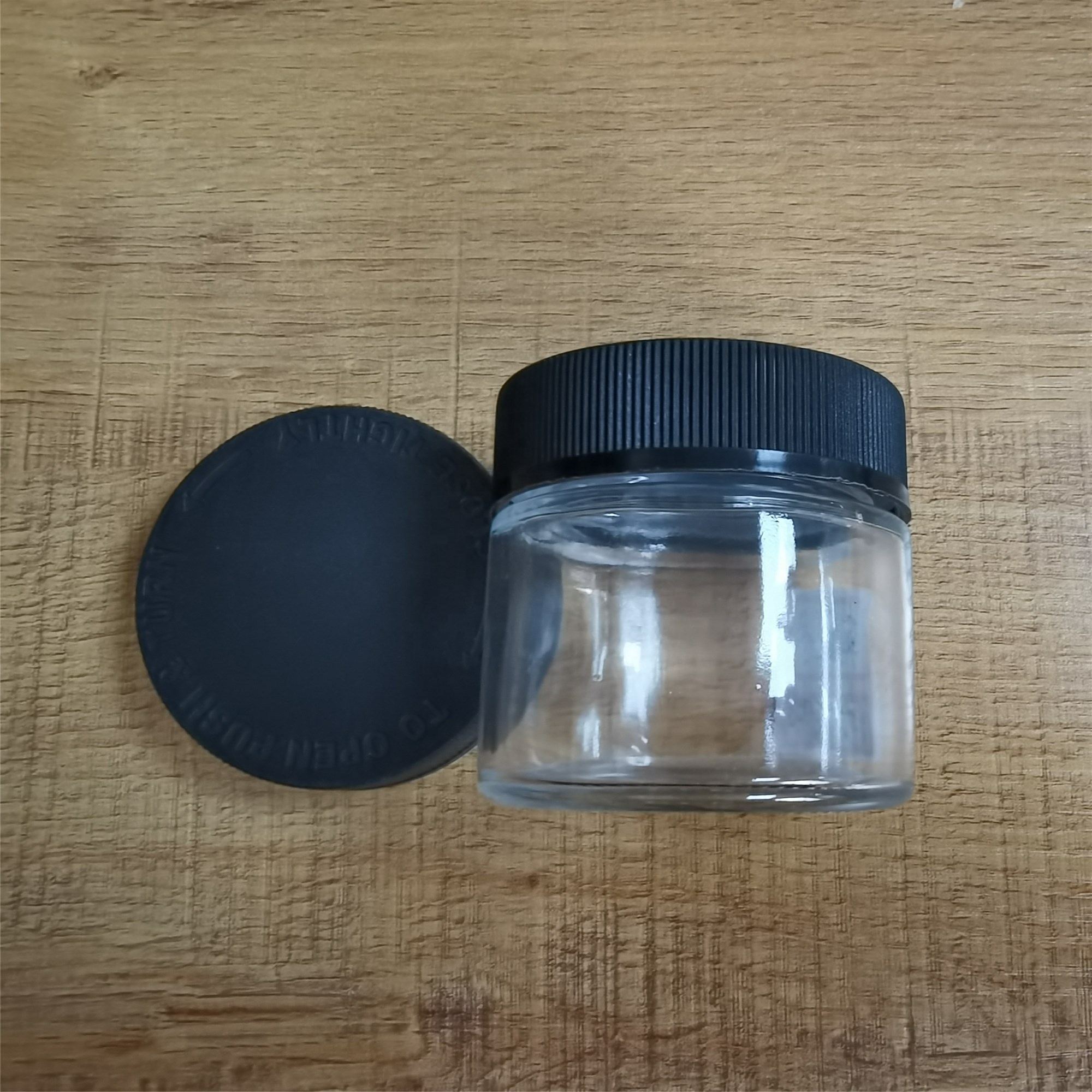 Smell Proof 3OZ Empty Flower Clear Wide Mouth Container Child Resistant Glass Jar With Lid