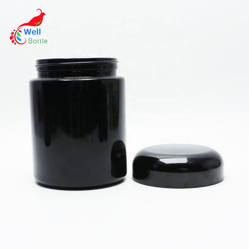 Smell Proof Jar Black Violet UV Glass Jar for Herb packing VJ-05S