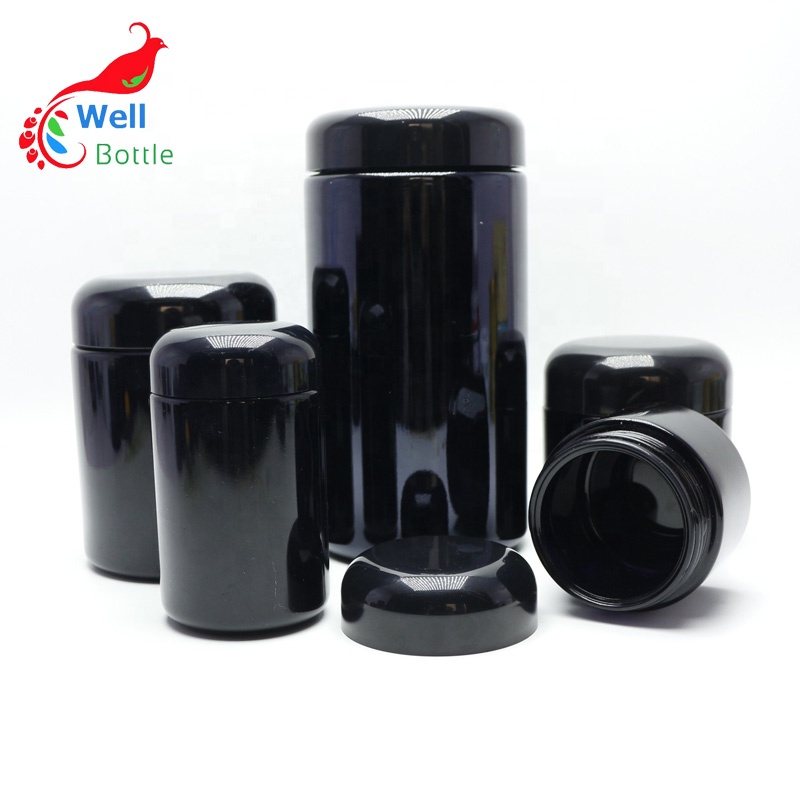 Smell Proof Jar Black Violet UV Glass Jar for Herb packing VJ-05S