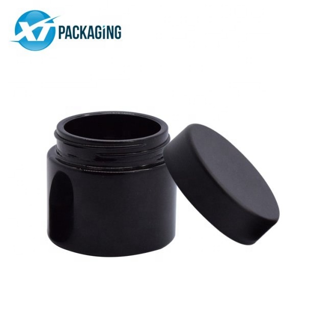 Smell Proof UV Protected black jar with child resistant lid glass container stall black uv matte jar