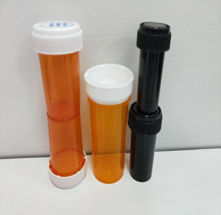 Smell children resistant proof pill bottle reversible pharmacy vials