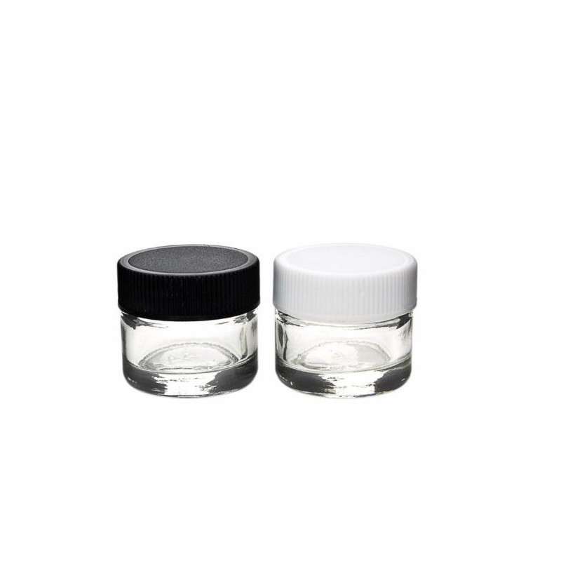 Smell proof 1oz 2oz 3oz 4oz empty cbd flower clear wide mouth container weed child resistant glass jar with cap