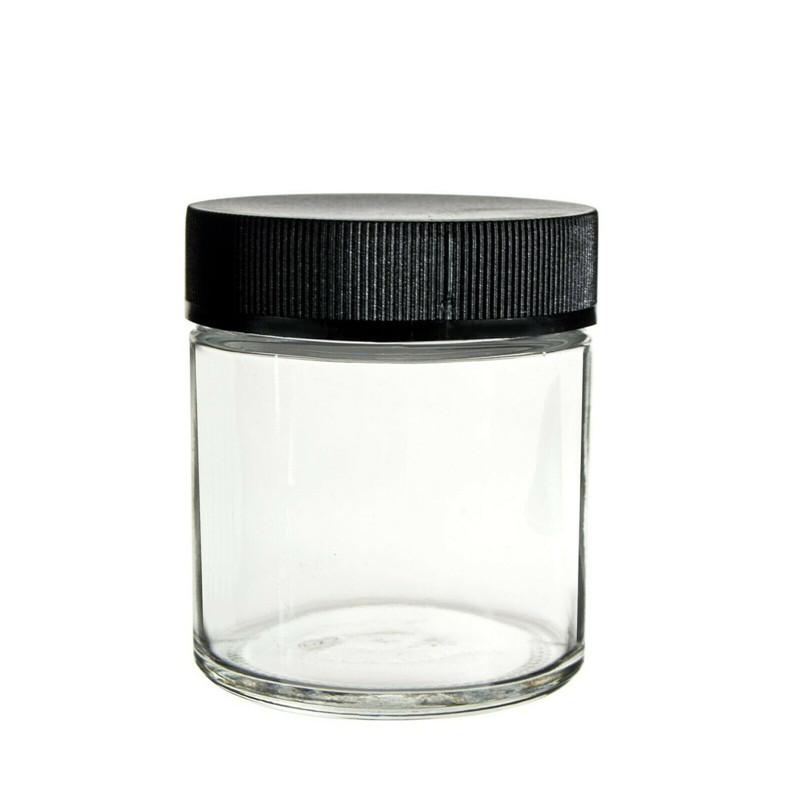 Smell proof 1oz 2oz 3oz 4oz empty cbd flower clear wide mouth container weed child resistant glass jar with cap