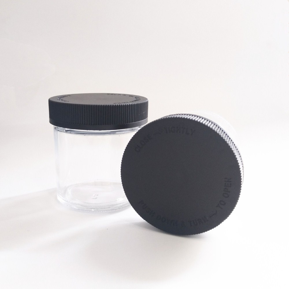 Smell proof 1oz 2oz 3oz 4oz empty cbd flower clear wide mouth container weed child resistant glass jar with cap