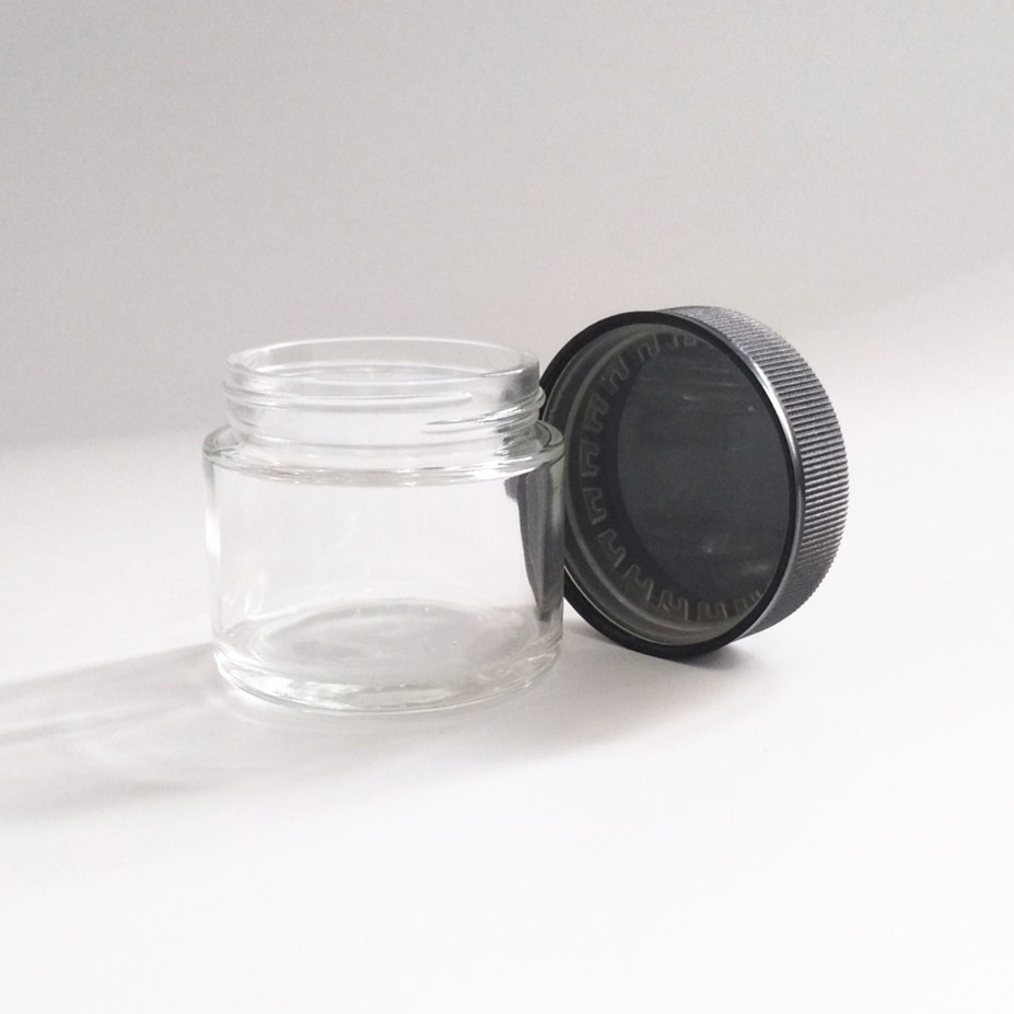 Smell proof 1oz 2oz 3oz 4oz empty cbd flower clear wide mouth container weed child resistant glass jar with cap