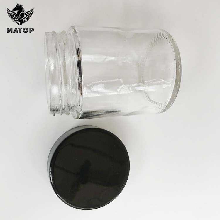 Smell proof 1oz 2oz 3oz 4oz empty clear wide mouth weed container child resistant glass jar with lid