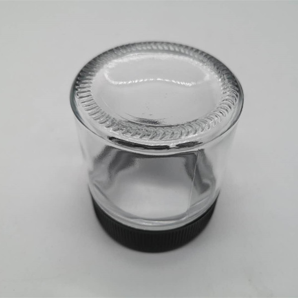 Smell proof 1oz 2oz 3oz 4oz empty flower clear wide mouth container weed child resistant glass jar with cap Hot sale product