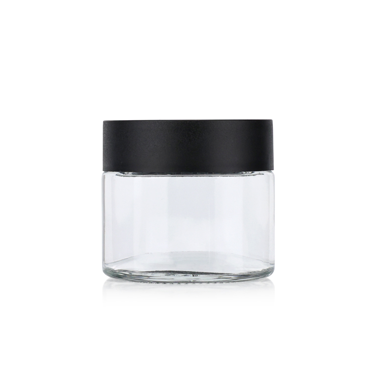 Smell proof 2 3 4 fl oz empty weed stash wide mouth containers round black child resistant hemp glass jars with cap