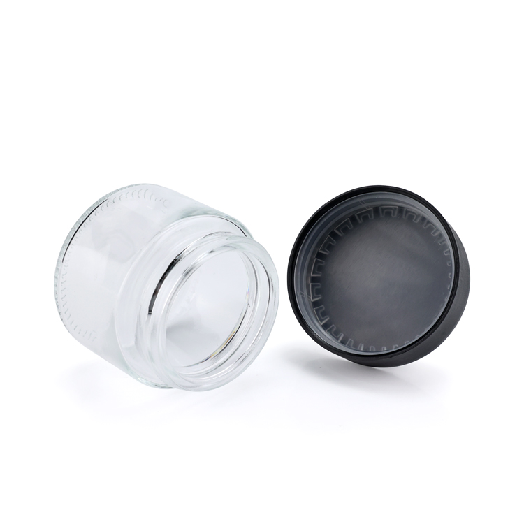 Smell proof 2 3 4 fl oz empty weed stash wide mouth containers round black child resistant hemp glass jars with cap