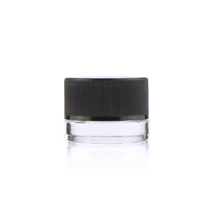 Smell proof 3g 5g 7g mini cbd wax oil stash container small child proof concentrate glass jar with black lid