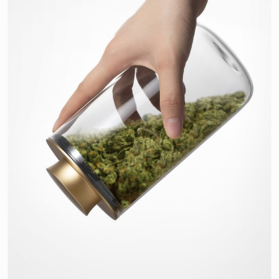 Smell proof 9oz jars child proofglass jar with lid 280 ml flat arch ecofriendly lid weed packaging jars