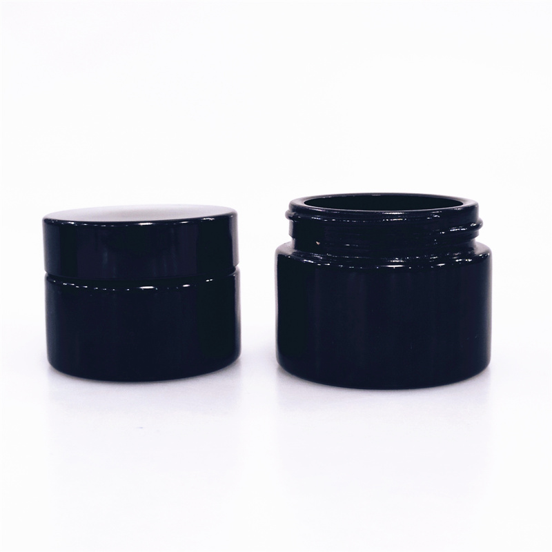Smellproof 5 10 15 30 50 60 100 200 g black spiece storage tin weed uv protection glass jar with plastic cap black glass jar