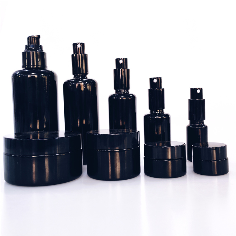 Smellproof 5 10 15 30 50 60 100 200 g black spiece storage tin weed uv protection glass jar with plastic cap black glass jar