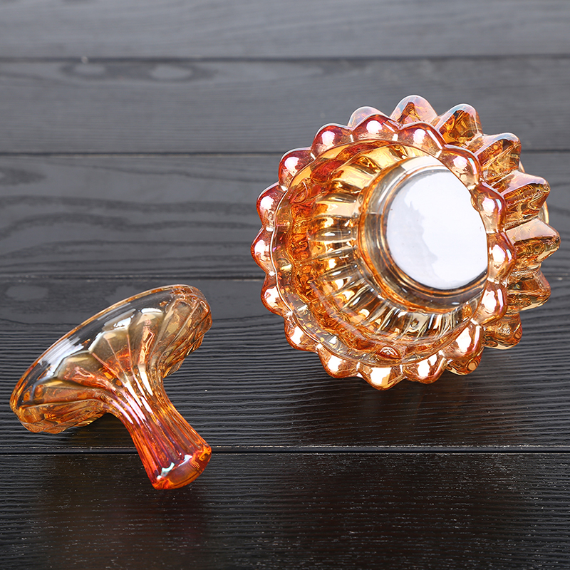 Smoke grey amber electroplating European transparent glass candy storage jar for wedding