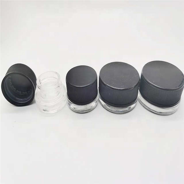Smoking jars 5 ml concentrate glass jars shatter packaging with black lid custom logo welcomed
