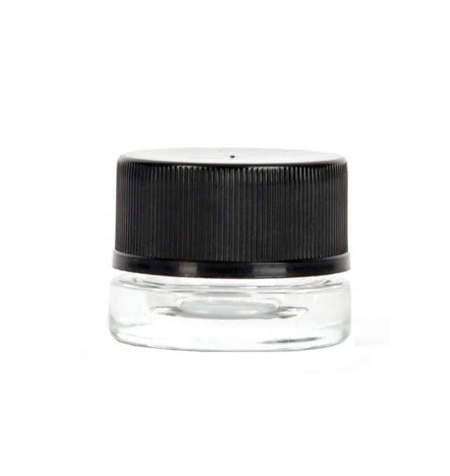 Smoking jars 5 ml concentrate glass jars shatter packaging with black lid custom logo welcomed