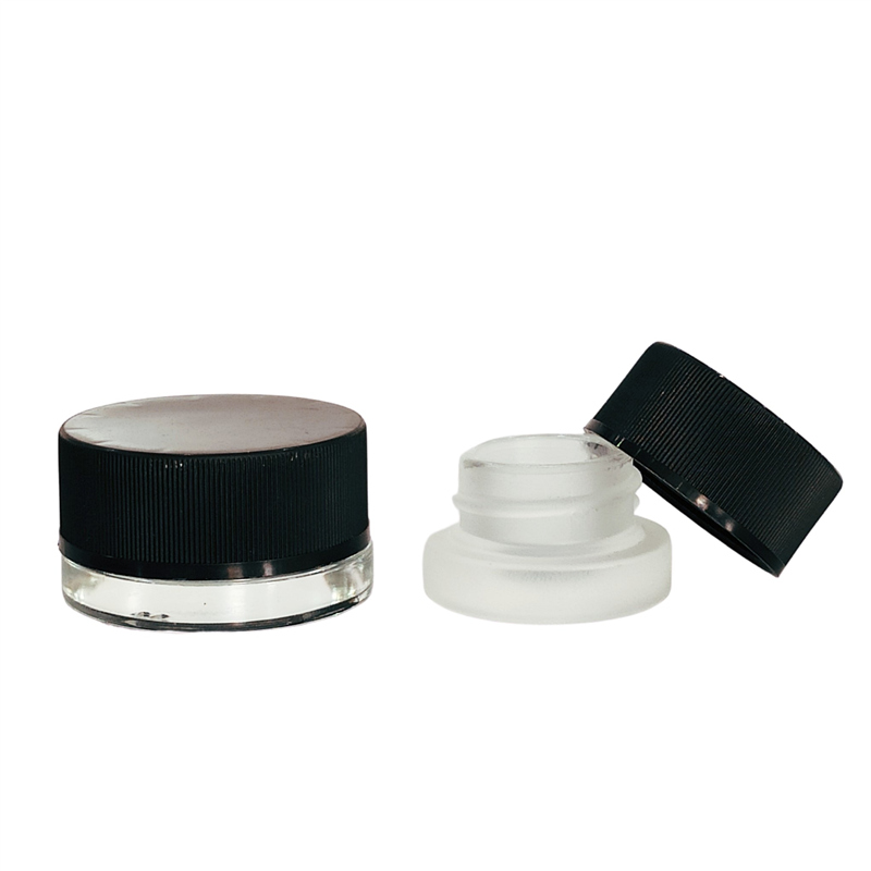Smooth Child Proof Lids Clear Glass Jars with Lids 5ML Child Resistant Jar With Black Lids