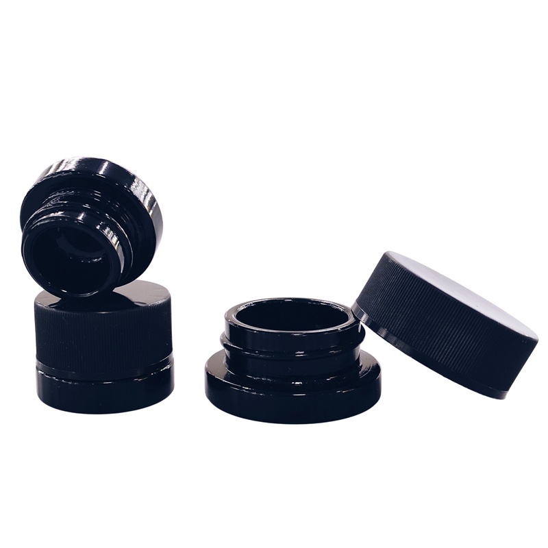 Smooth Child Proof Lids Clear Glass Jars with Lids 5ML Child Resistant Jar With Black Lids