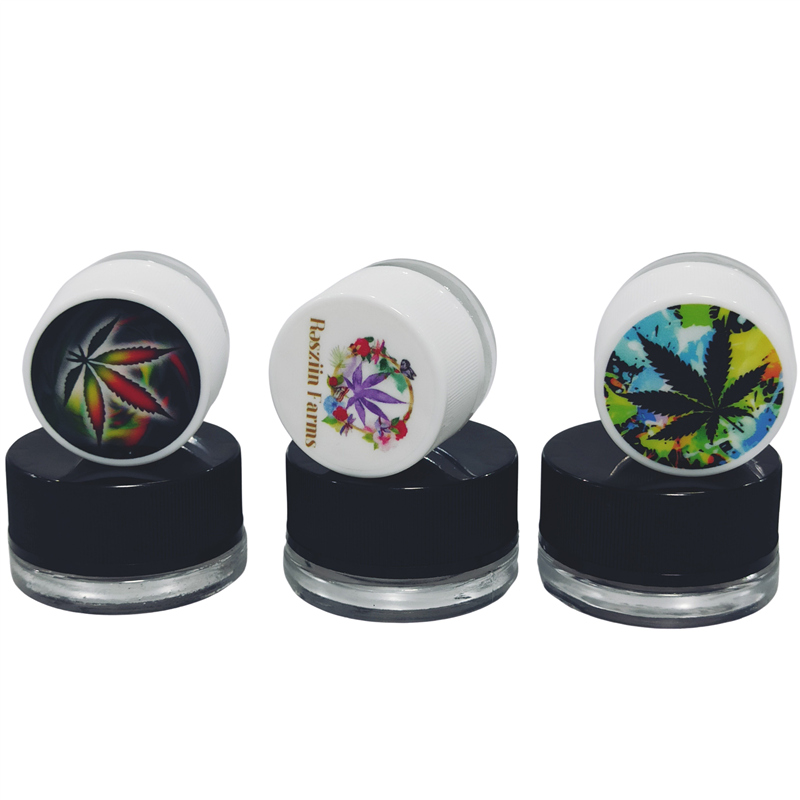 Smooth Child Proof Lids Clear Glass Jars with Lids 5ML Child Resistant Jar With Black Lids