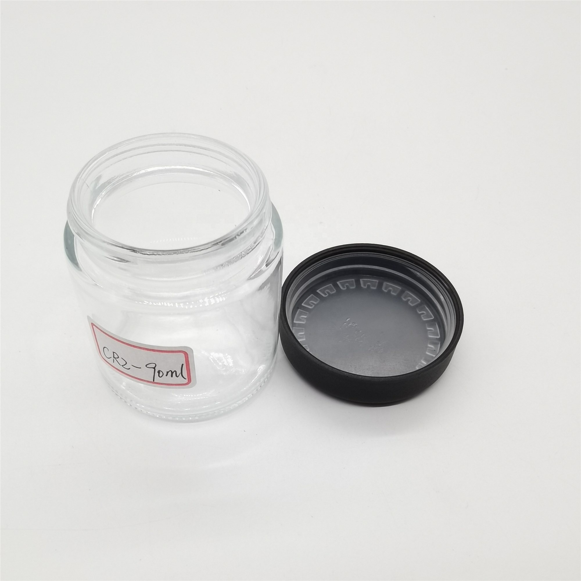 Smooth Lid Wholesales 3oz Straight Side Cream Glass Jar With Child Resistant Lids Clear Round Shape Glass Jar