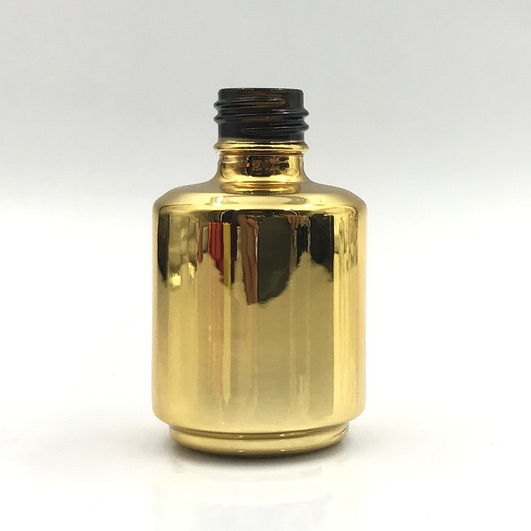 Smooth gold yellow/gradient ramp Round Shape 16ml capacity Nail Polish glass Bottle With brush and cap