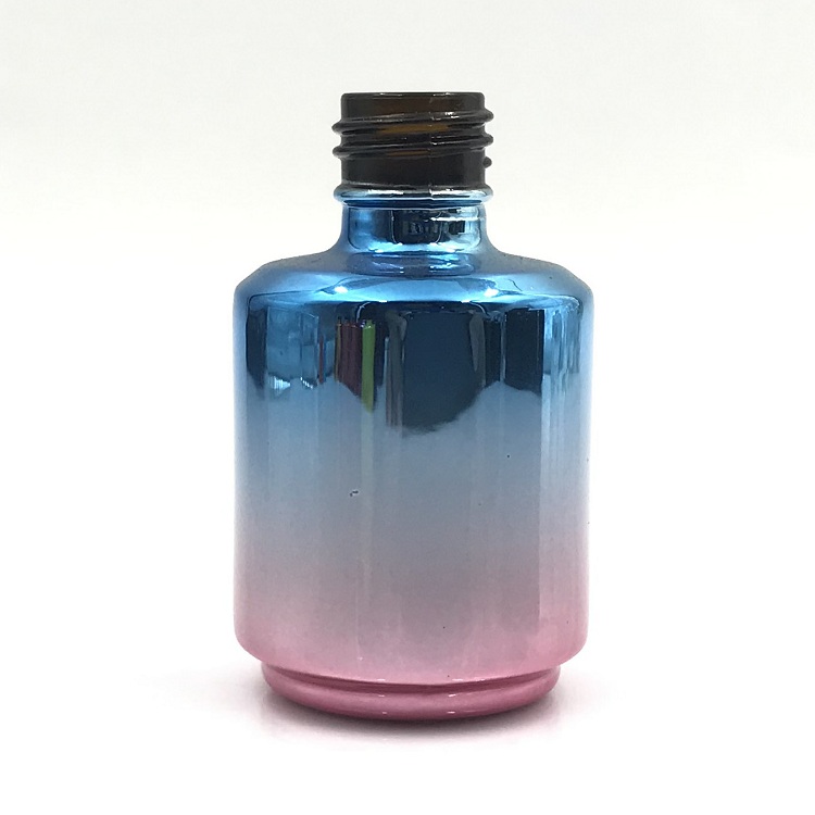 Smooth gold yellow/pink Round Shape 16ml capacity Nail Polish glass Bottle With brush and cap