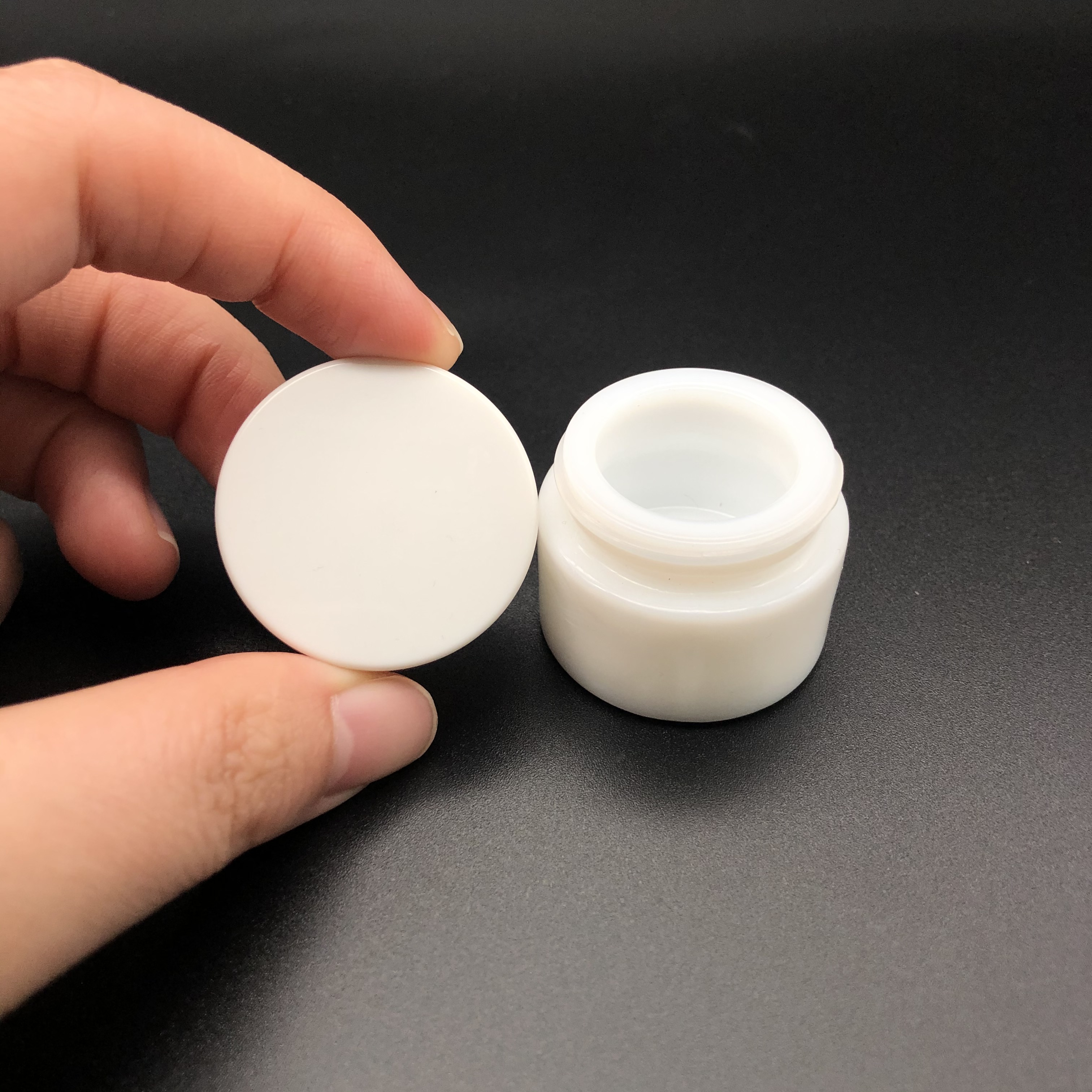 Snow Diamond Beautiful white Porcelain glass jar with Inner Liners and Lids for cosmetic salve cream mask, High End Glass Jar