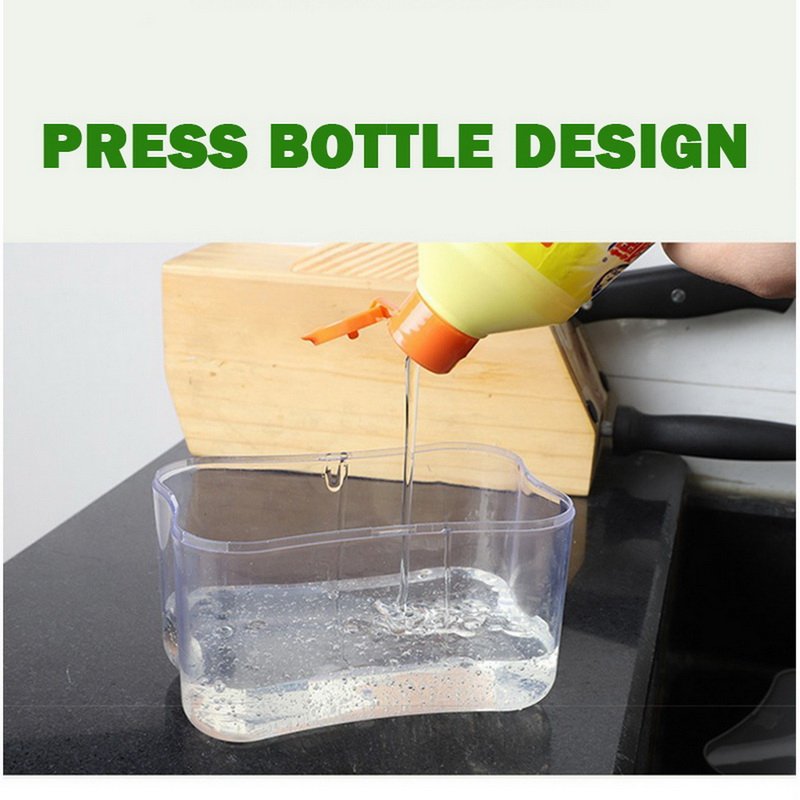 Soap Dispenser Pump With Sponge Manual Press Cleaning Liquid Dispenser Container Manual Press Soap Organizer Kitchen Tools