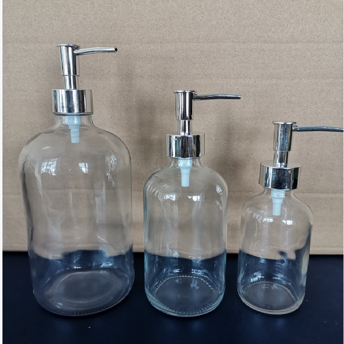Soap Hand Sanitizer Bottle, Clear Glass Jars with Pumps