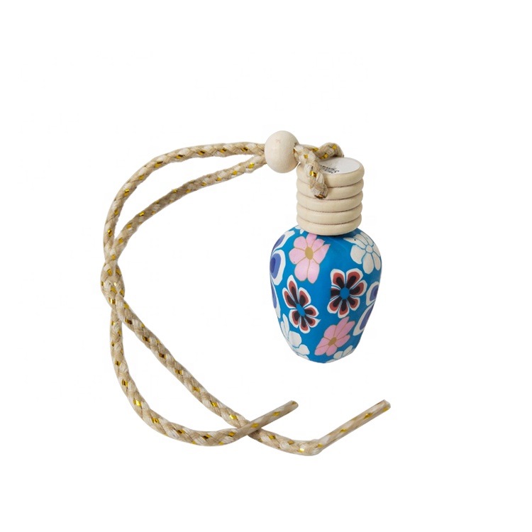 Soft Pottery Dashboard Empty Aroma Glass Airfreshener Perfume Hanging Car Fragrance Bottle