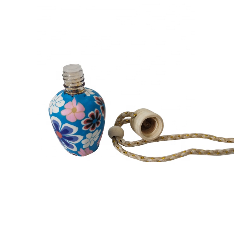 Soft Pottery Dashboard Empty Aroma Glass Airfreshener Perfume Hanging Car Fragrance Bottle