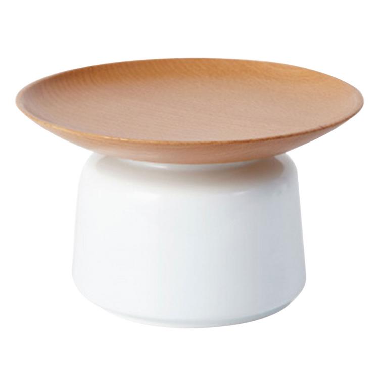 Solid Wood Fruit Tray Ceramic Pot Innovative Plate Jar  Kitchen Storage Tank for Cereal  Rice  Nuts Candy Coffee Bean