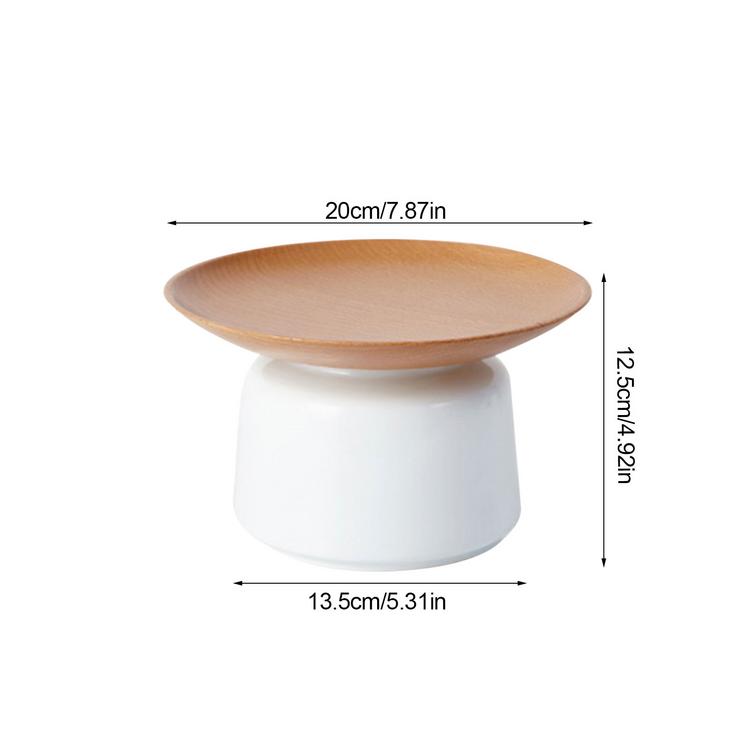 Solid Wood Fruit Tray Ceramic Pot Innovative Plate Jar Kitchen Storage Tank for Cereal Rice Nuts Candy Coffee Bean