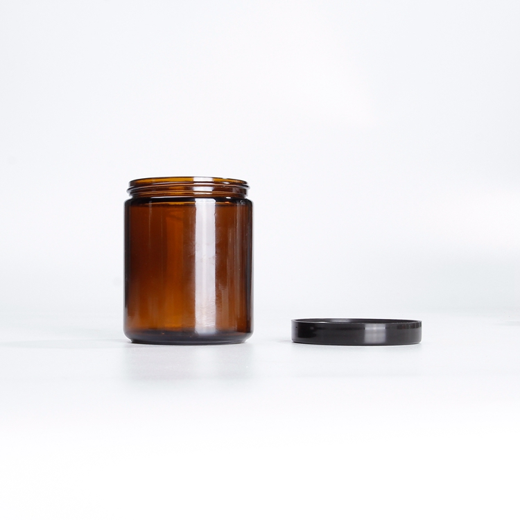 Soy Amber Candle Jars 8oz 250g Wholesale With Metal Lid Amber Jars With Metal Lid for Candles