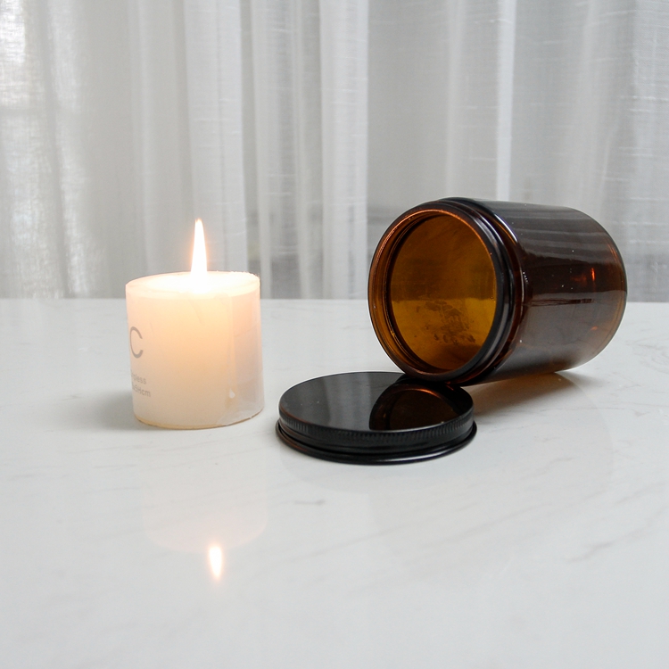 Soy Amber Candle Jars 8oz 250g Wholesale With Metal Lid Amber Jars With Metal Lid for Candles